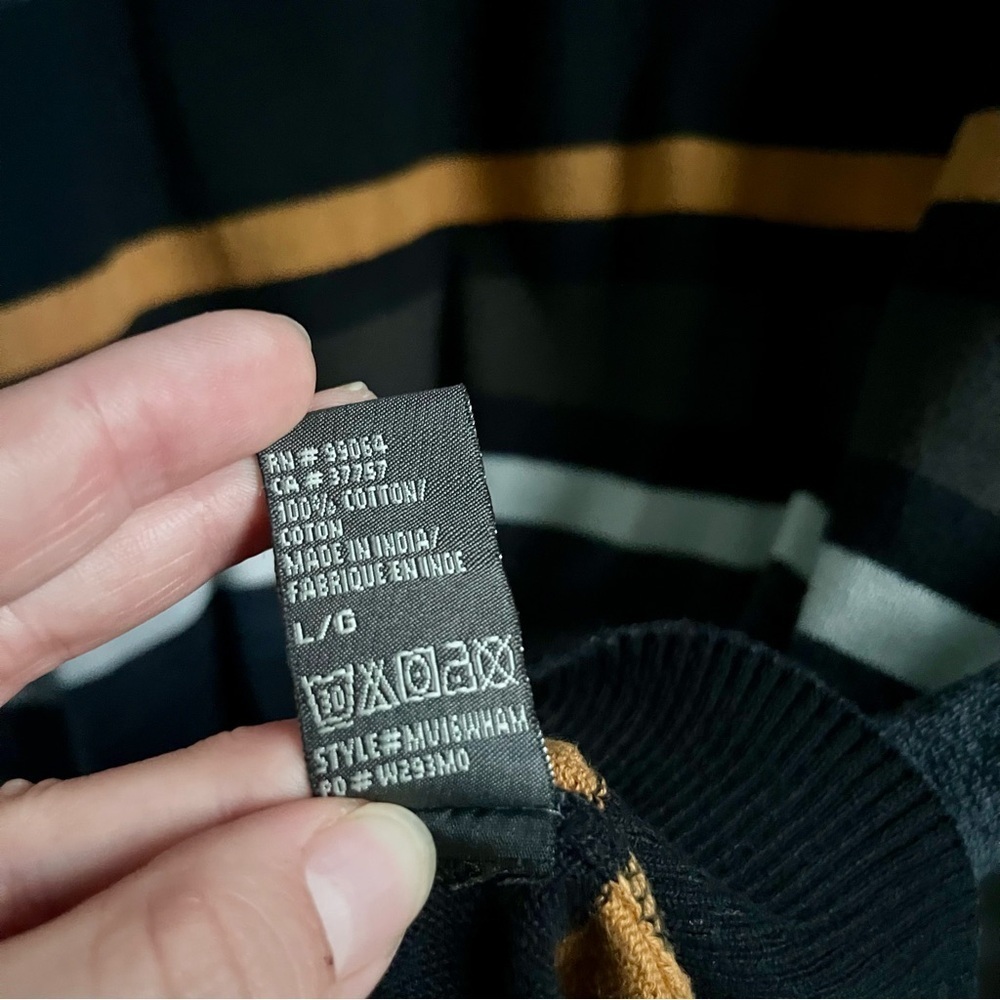 Element Sweater Pull Large Men striped long sleeve black preppy winter crew neck - Picture 3 of 5